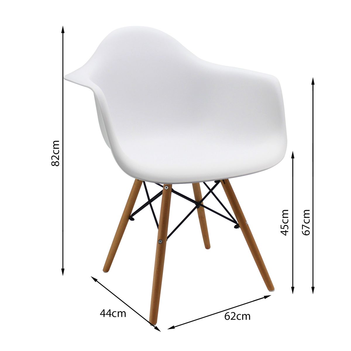 DISTRIONLINE - Silla Eames Clásica Con Brazos Color Blanco