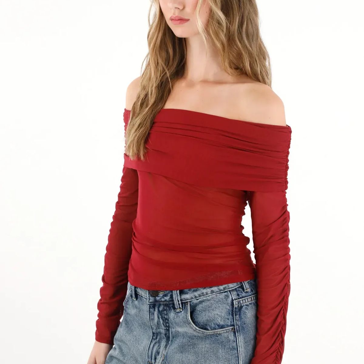 TENNIS - Camiseta cuello bandeja roja para mujer