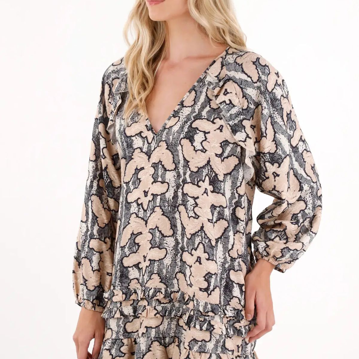 TENNIS - Vestido corto manga larga estampado para mujer