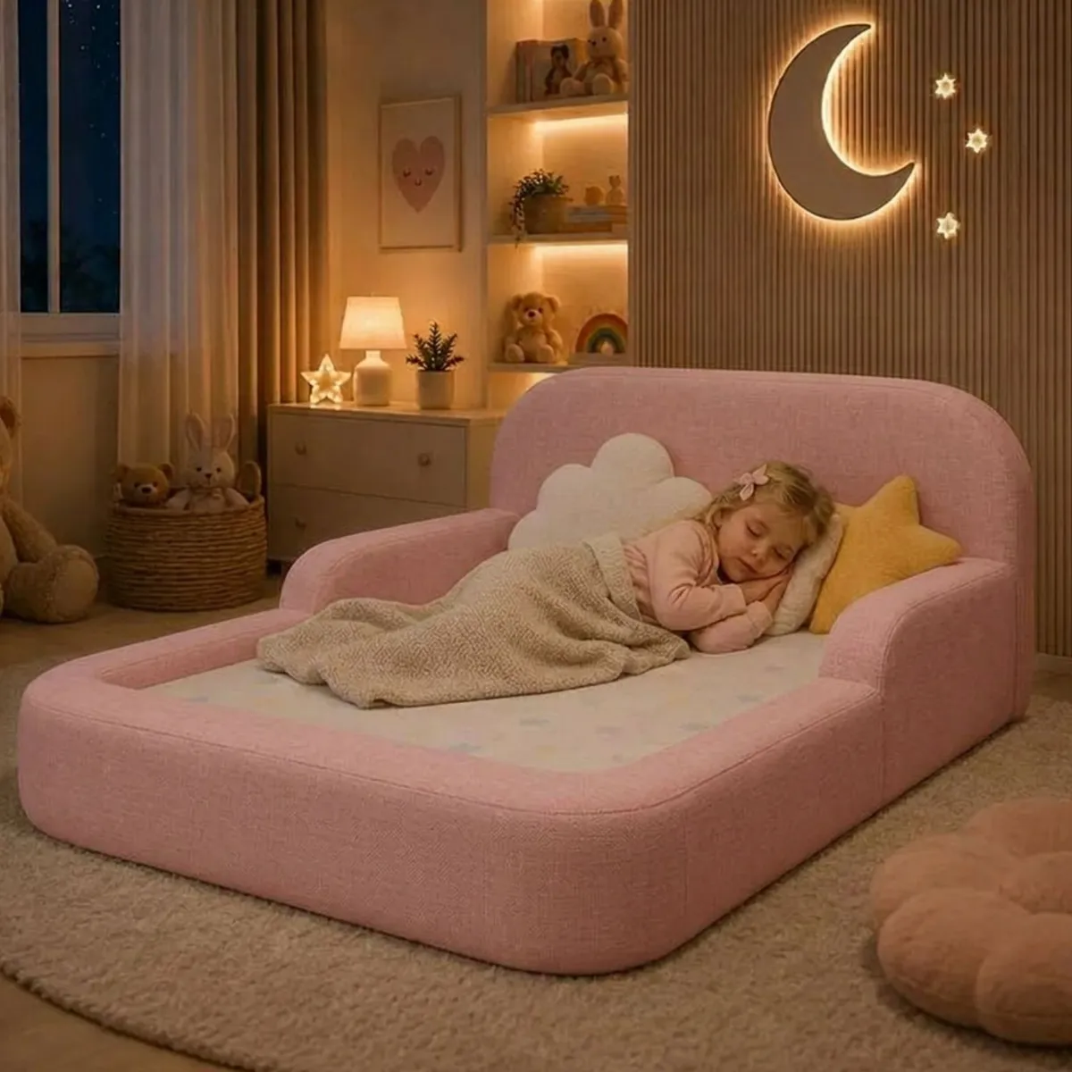 BANZAY - Cama Infantil Montessori Baby 90x160 - Rosa