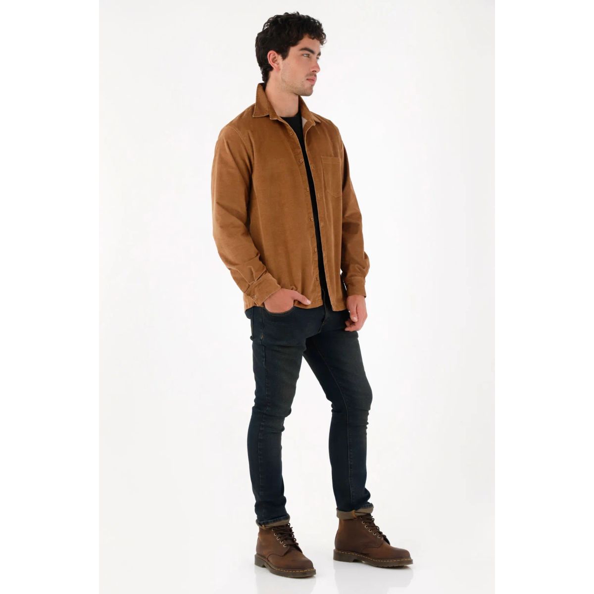 TENNIS - Camisa de tela con textura café para hombre