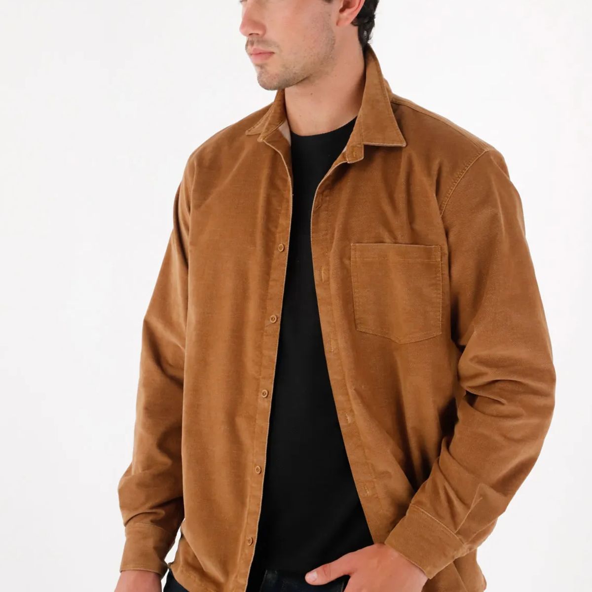 TENNIS - Camisa de tela con textura café para hombre