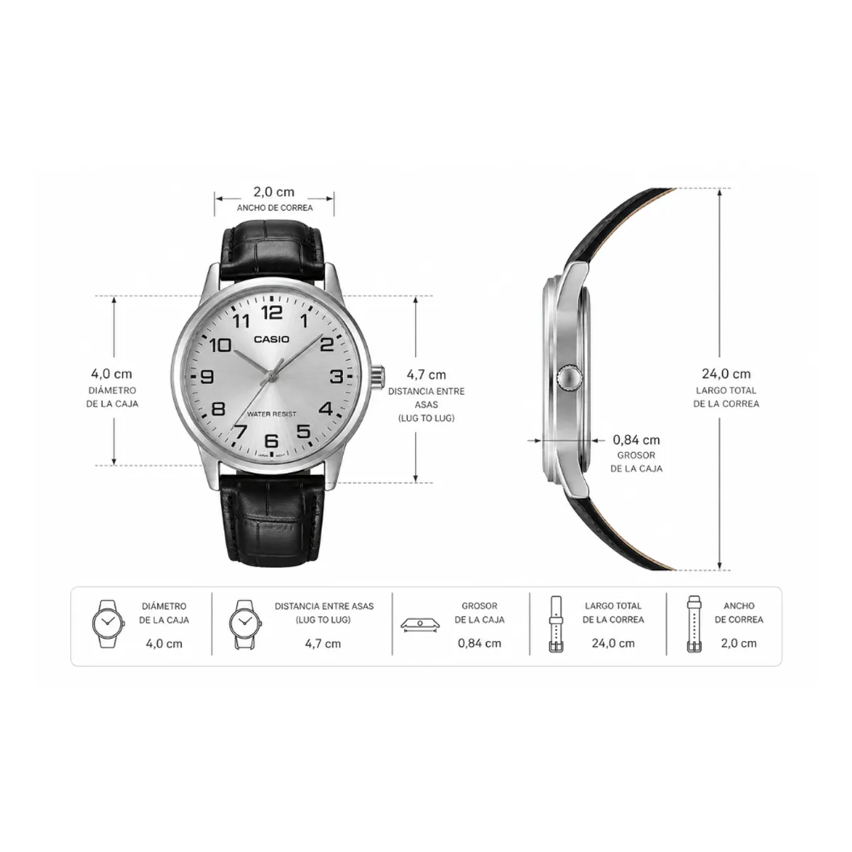 CASIO - Reloj Casio Para Hombre Casual MTP-V001L-7B Elegante Negro