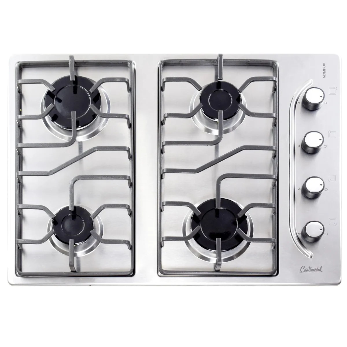 CONTINENTAL - Estufa de Empotrar Continental 4 Puestos Acero Inoxidable 60x45 cm Gas Natural 9690
