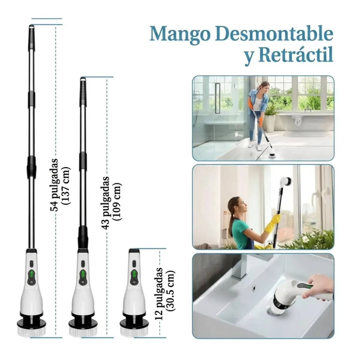 Mango telescópico extensible del cepillo eléctrico