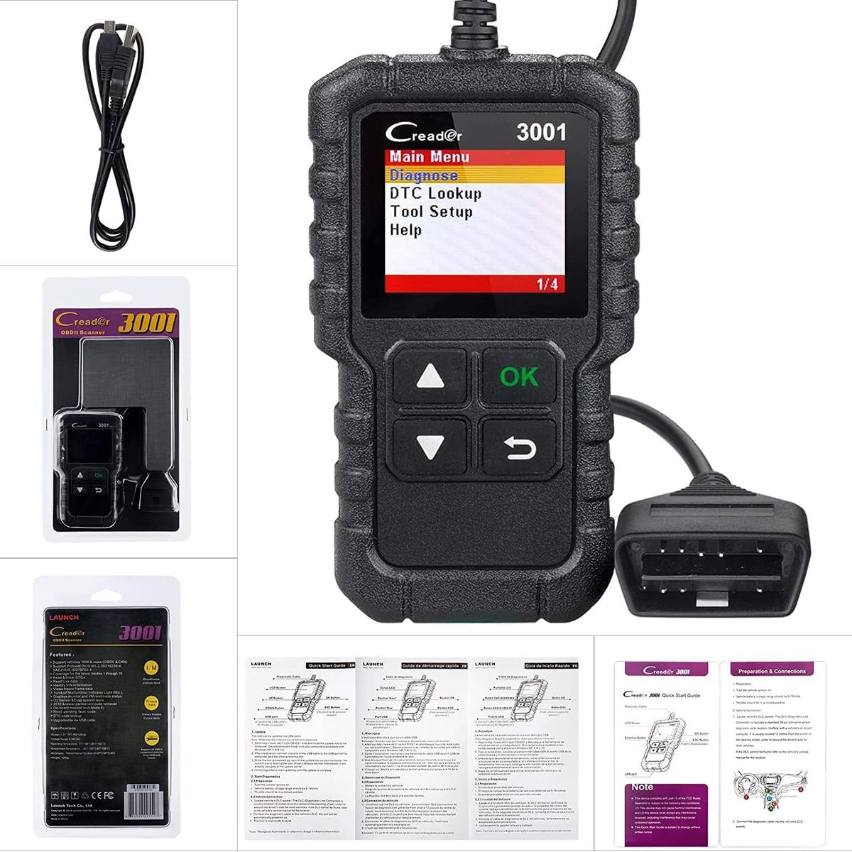 USA - Creader 3001 Escaner Automotriz Obd2 Multimarca Motor