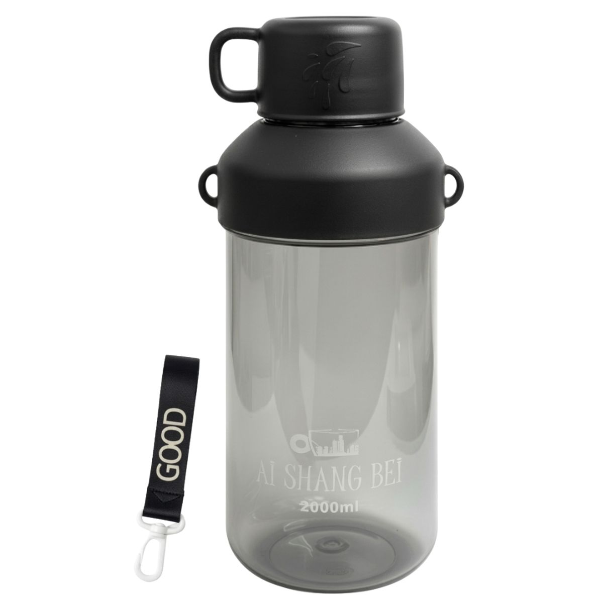 GENERICO - Botella De Agua 2000ml Con Correa Botilito De Viaje y Gym Fitness Para Entrenamiento, 28x12 cm