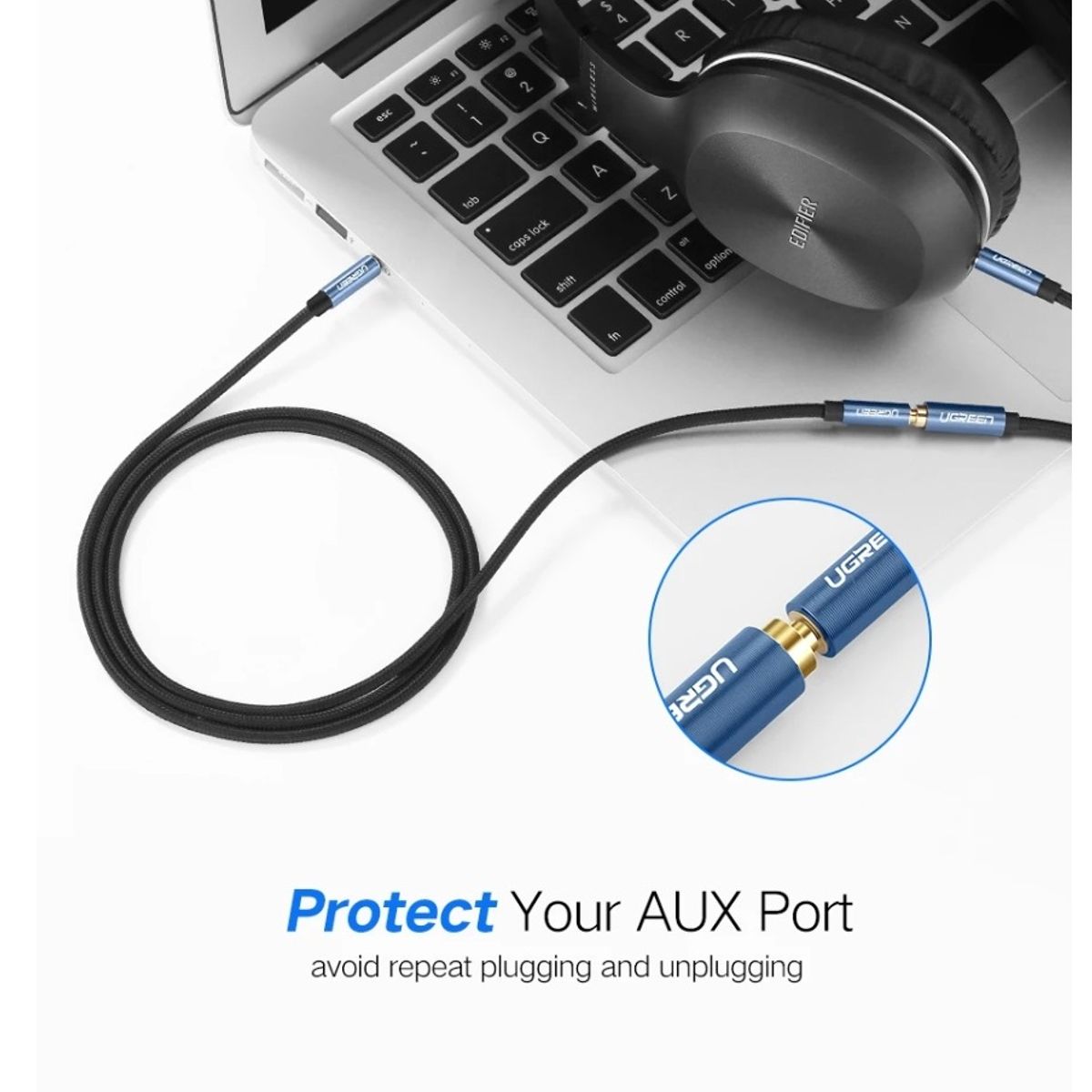 UGREEN - Cable De Extensión Auxiliar UGREEN Auriculares Jack 3.5 mm Audio 3m