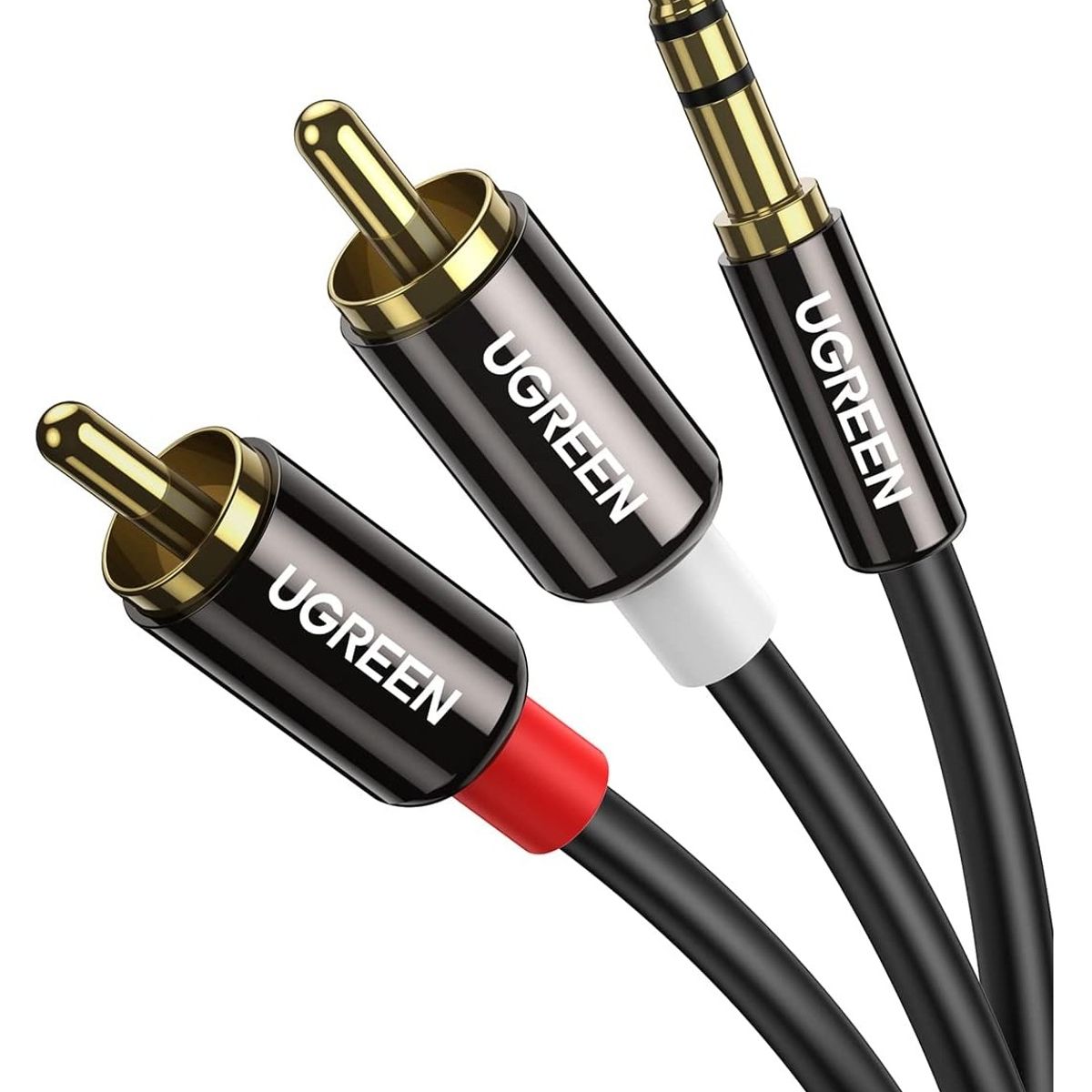 UGREEN - Cable Auxiliar Audio Jack 3.5 mm A 2RCA Conectores Macho 1m