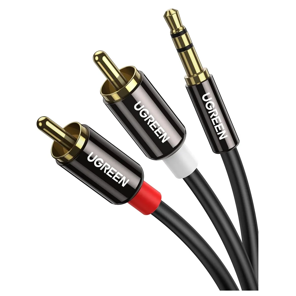 UGREEN - Cable Auxiliar Audio Jack 3.5 mm A 2RCA Conectores Macho 1m