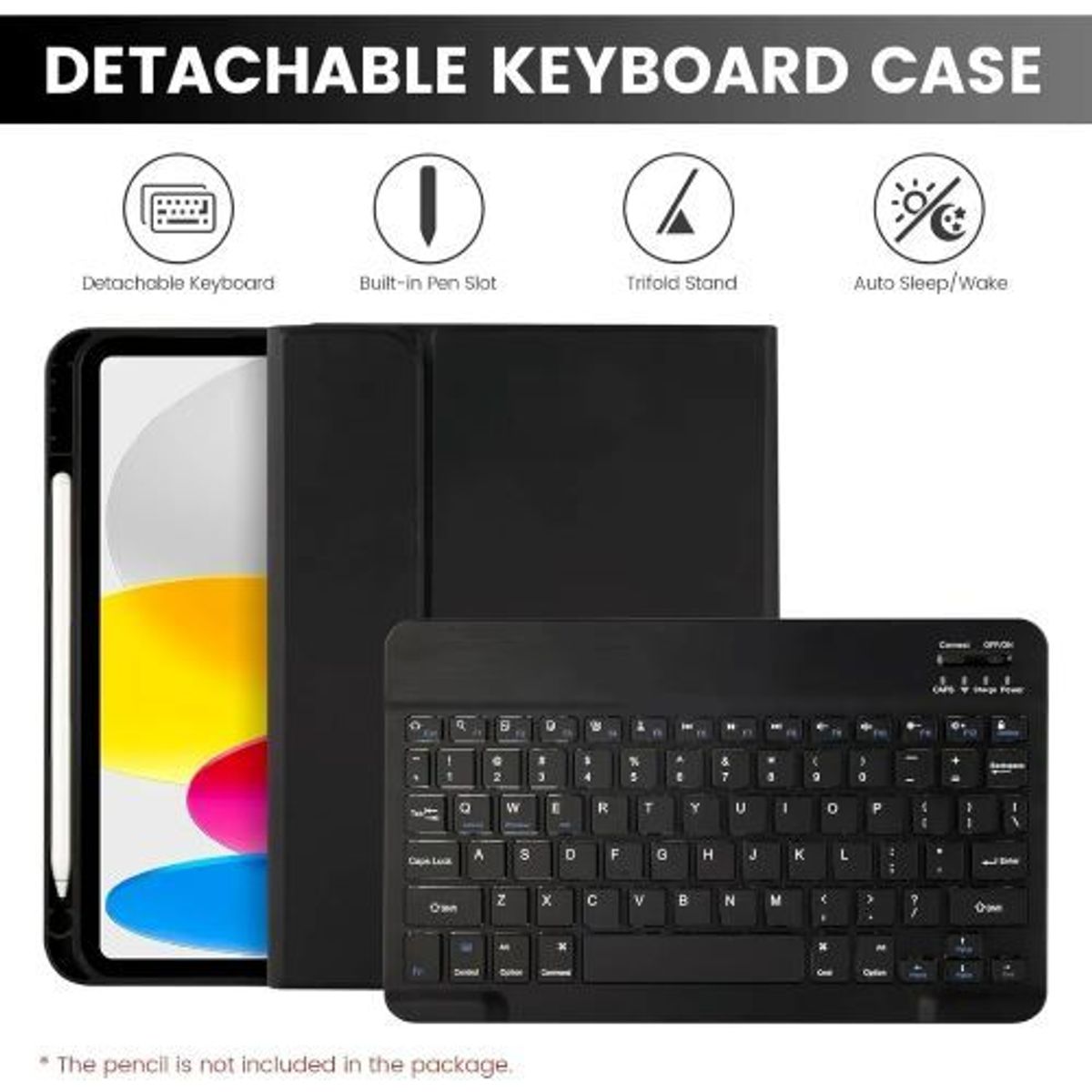 GENERICO - FORRO FUNDA ESTUCHE TECLADO + MOUSE PARA IPAD A 16 11 TH AÑO 2025 NEGRO