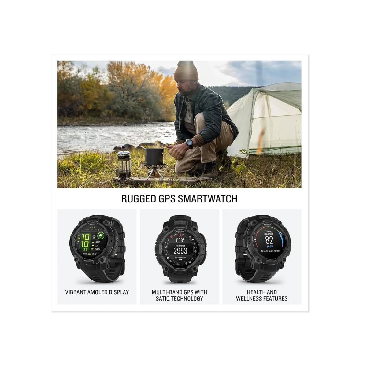 GENERICO - Smartwatch Instinct 3 con pantalla amoled de 45 mm color negro
