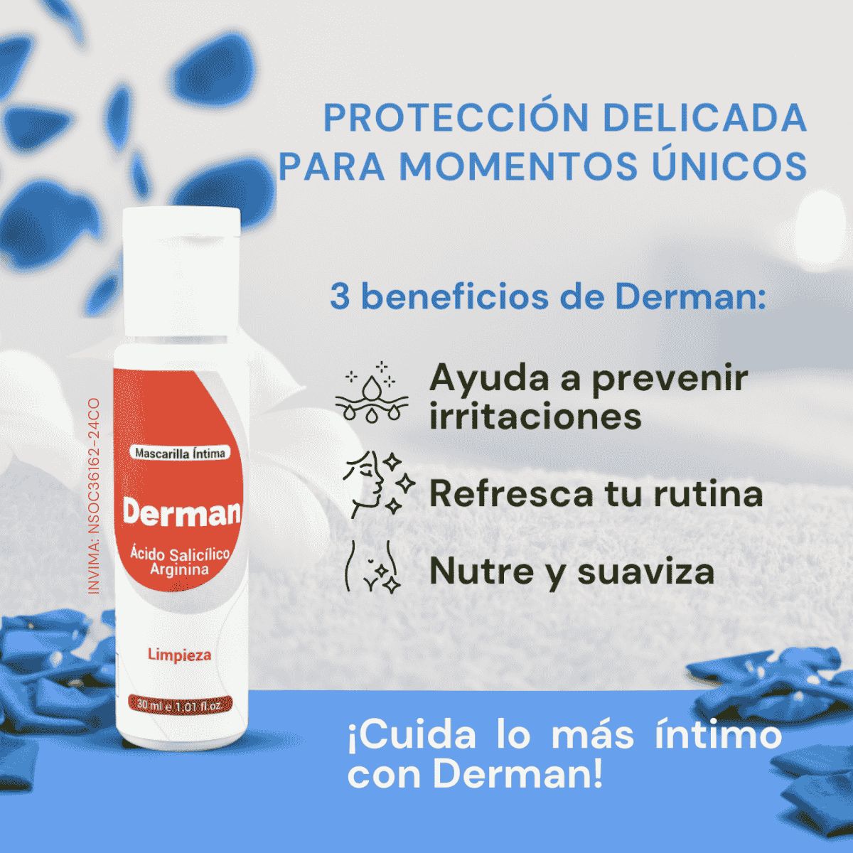 GENERICO - Derman Mascarilla Íntima x3 30ml Hidratación Limpieza Suave y Confort Diario