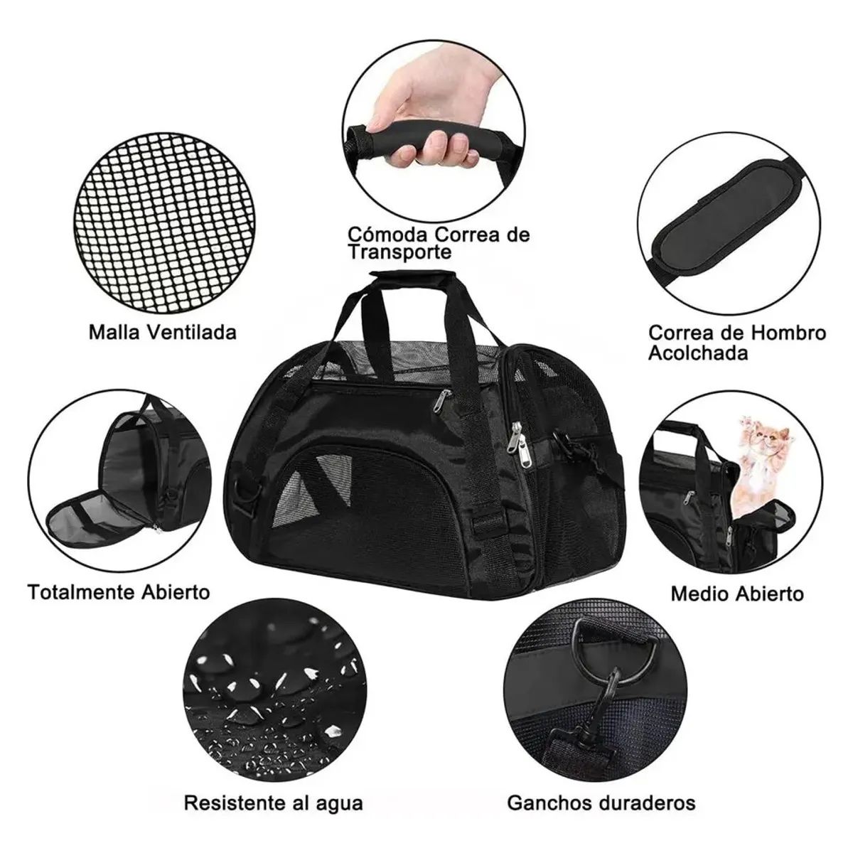 MIELTECH - Maleta Transportadora Mascotas Bolso Cargador Gatos Perros M