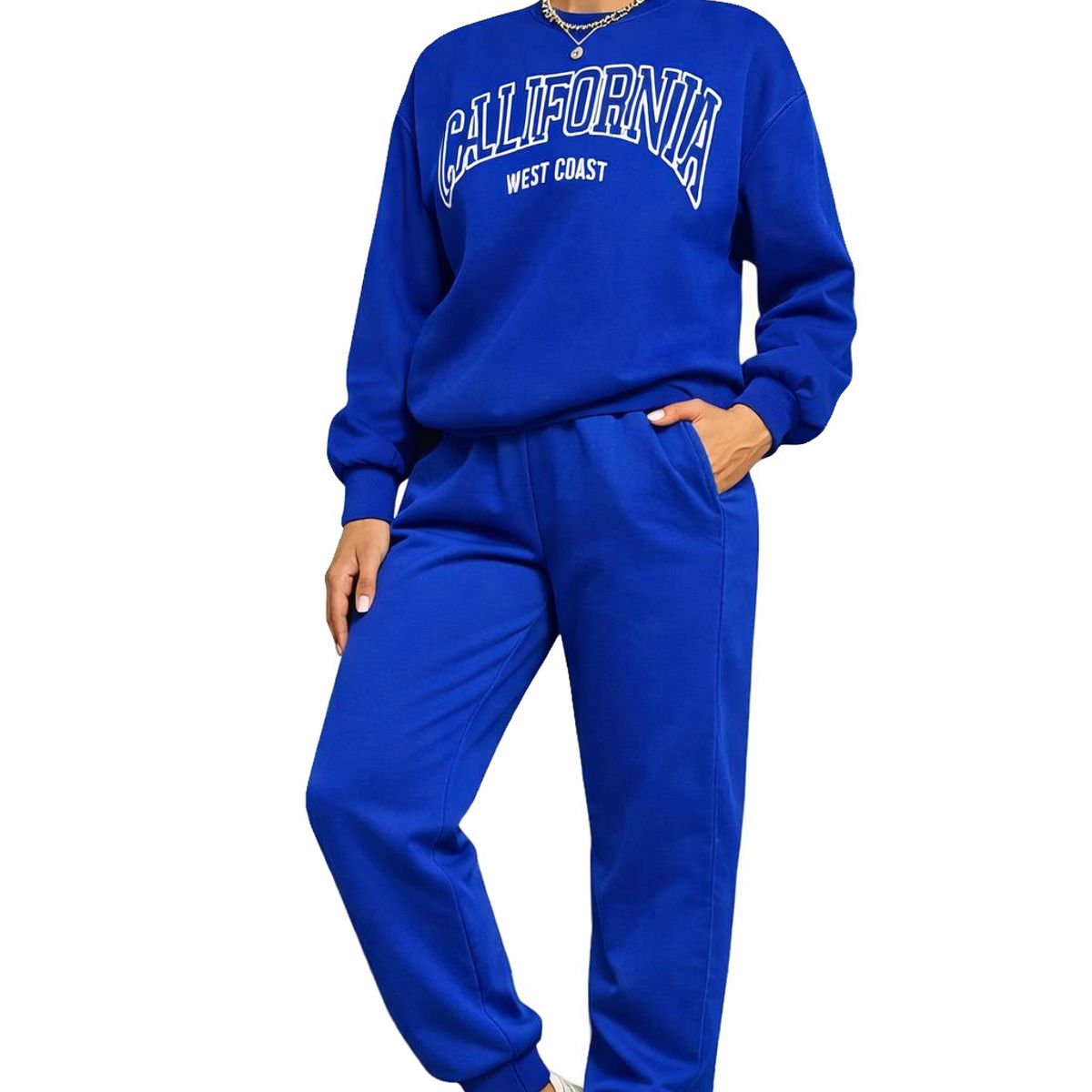URBAN PLUS - conjunto sudadera mujer california azul rey