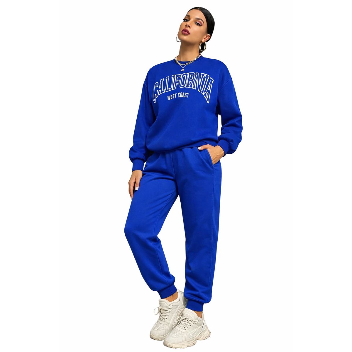 URBAN PLUS - conjunto sudadera mujer california azul rey