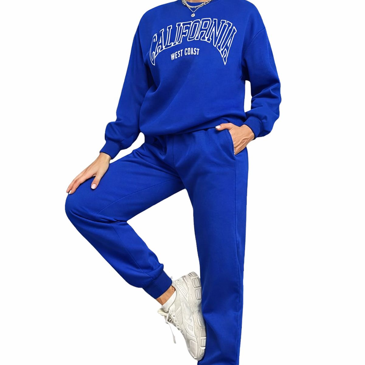 URBAN PLUS - conjunto sudadera mujer california azul rey