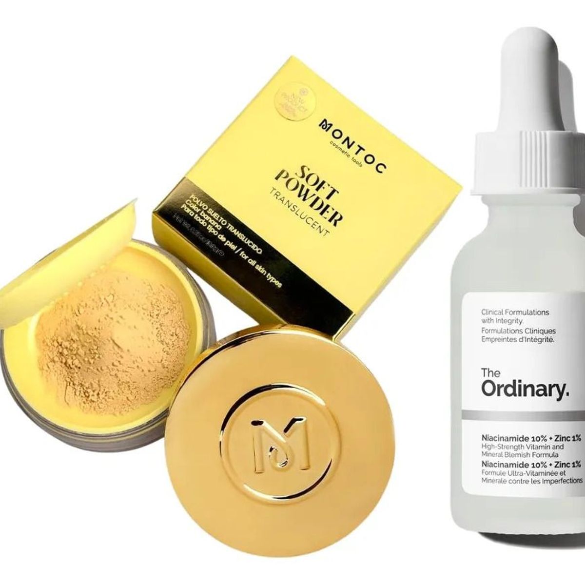 MONTOC MAKEUP - Polvo Suelto Banana Niacinamida Serum Piel Sin Brillos