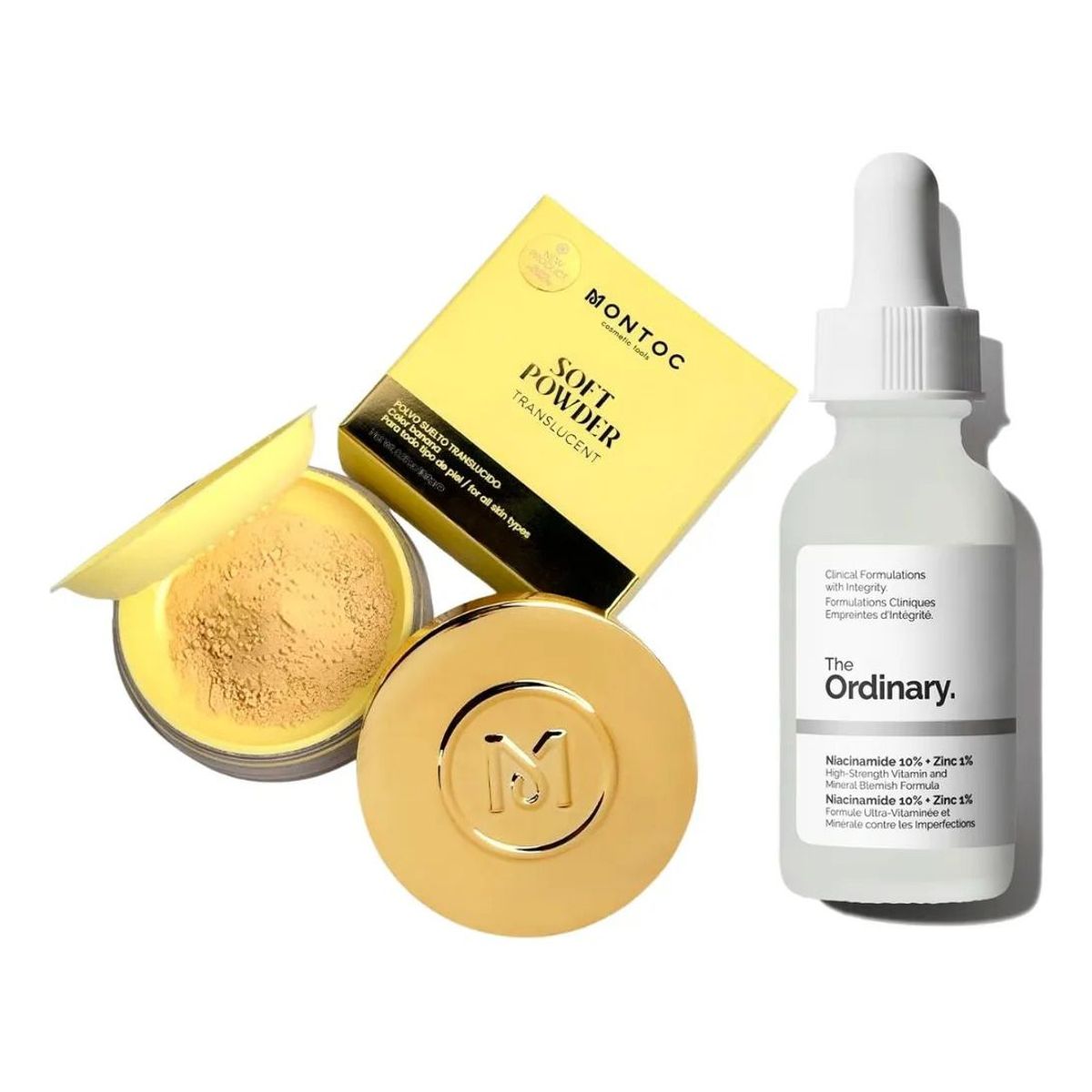 MONTOC MAKEUP - Polvo Suelto Banana Niacinamida Serum Piel Sin Brillos