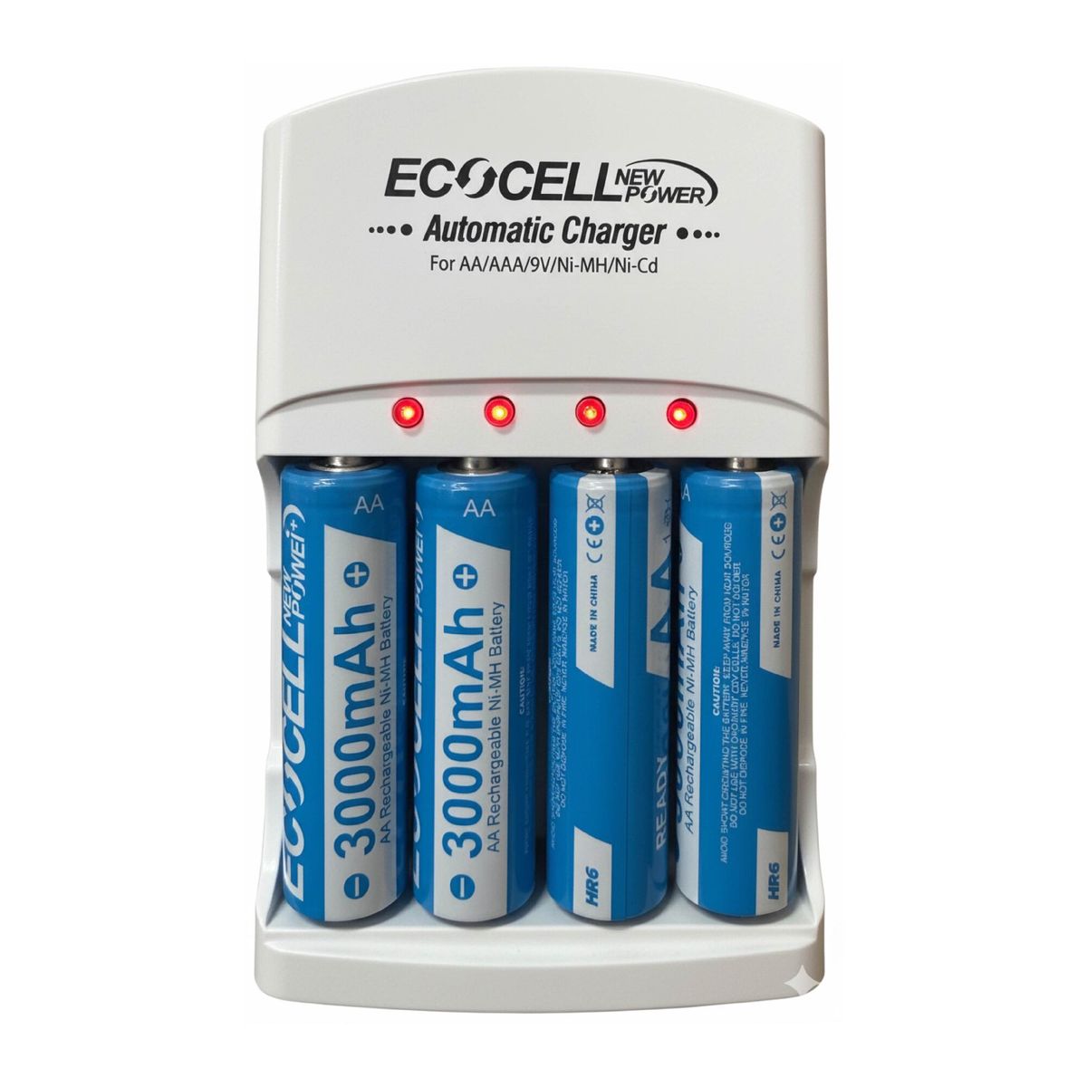 GENERICO - 4 Pilas AA con Cargador ECOCELL 3000mah Para Flash
