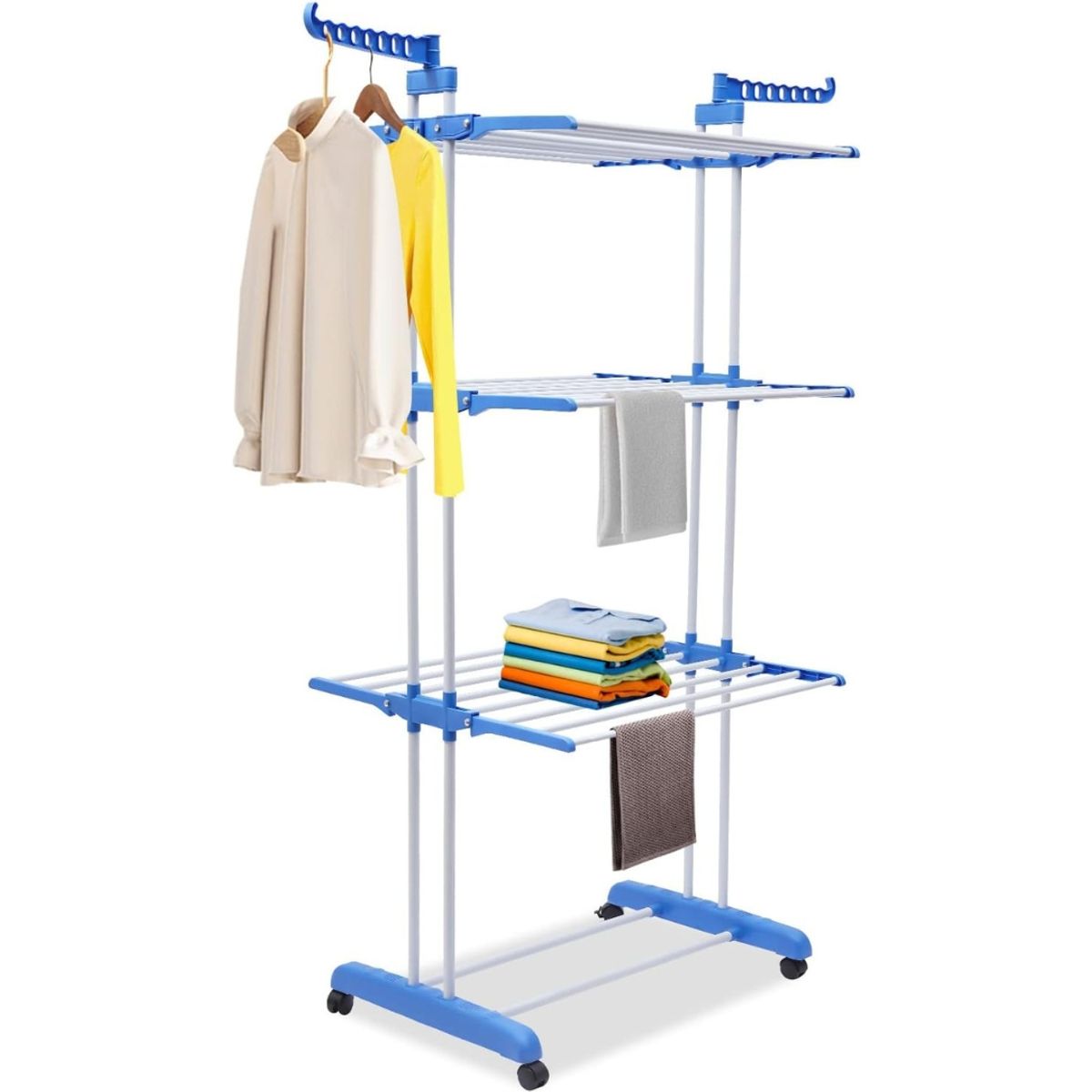 GENERICO - Tendedero Plegable 4 Niveles Con Ruedas Alas Giratorias Secado Ropa Ahorra Espacio Resistente