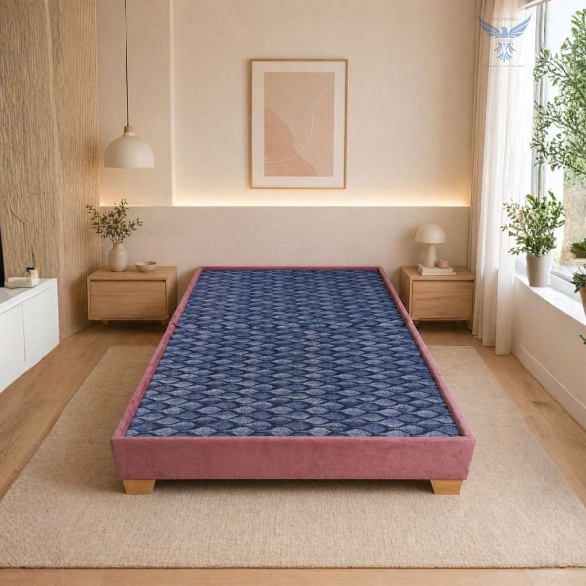 GENERICO - Base cama 140x190 dividida color Palo de Rosa pata madera