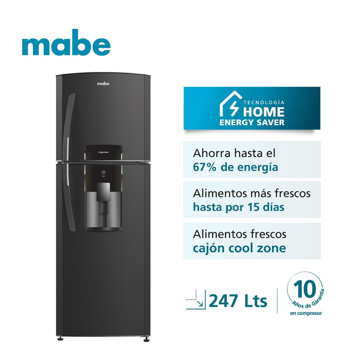 MABE - Nevera No Frost 247 L Brutos Grafito Mabe RMA247FXCG