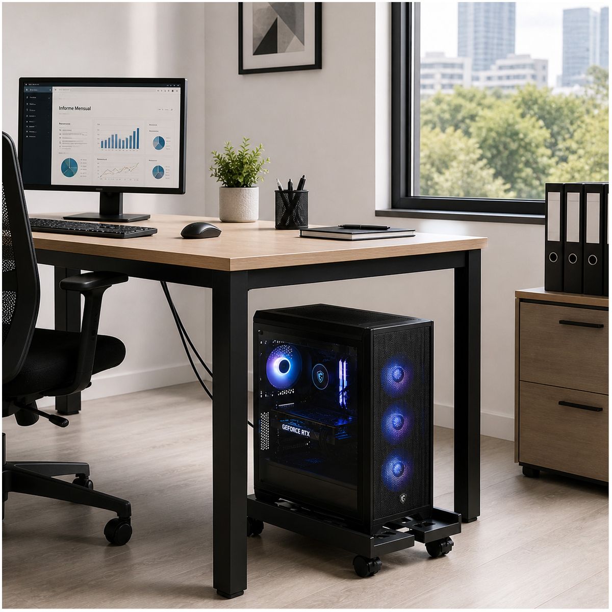 ONE PIXEL - Soporte Base Para CPU Con Ruedas 360° Torre De Computador Ajustable