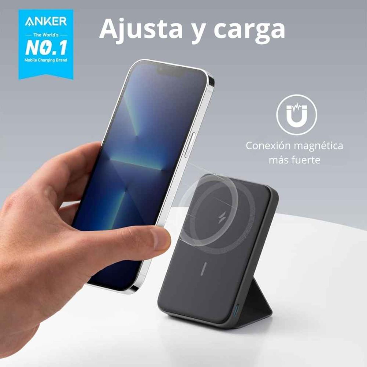 ANKER - Batería Magnética Power Bank Anker MagGo 622 MagSafe 5000mAh Soporte Plegable USB-C iPhone - Negro
