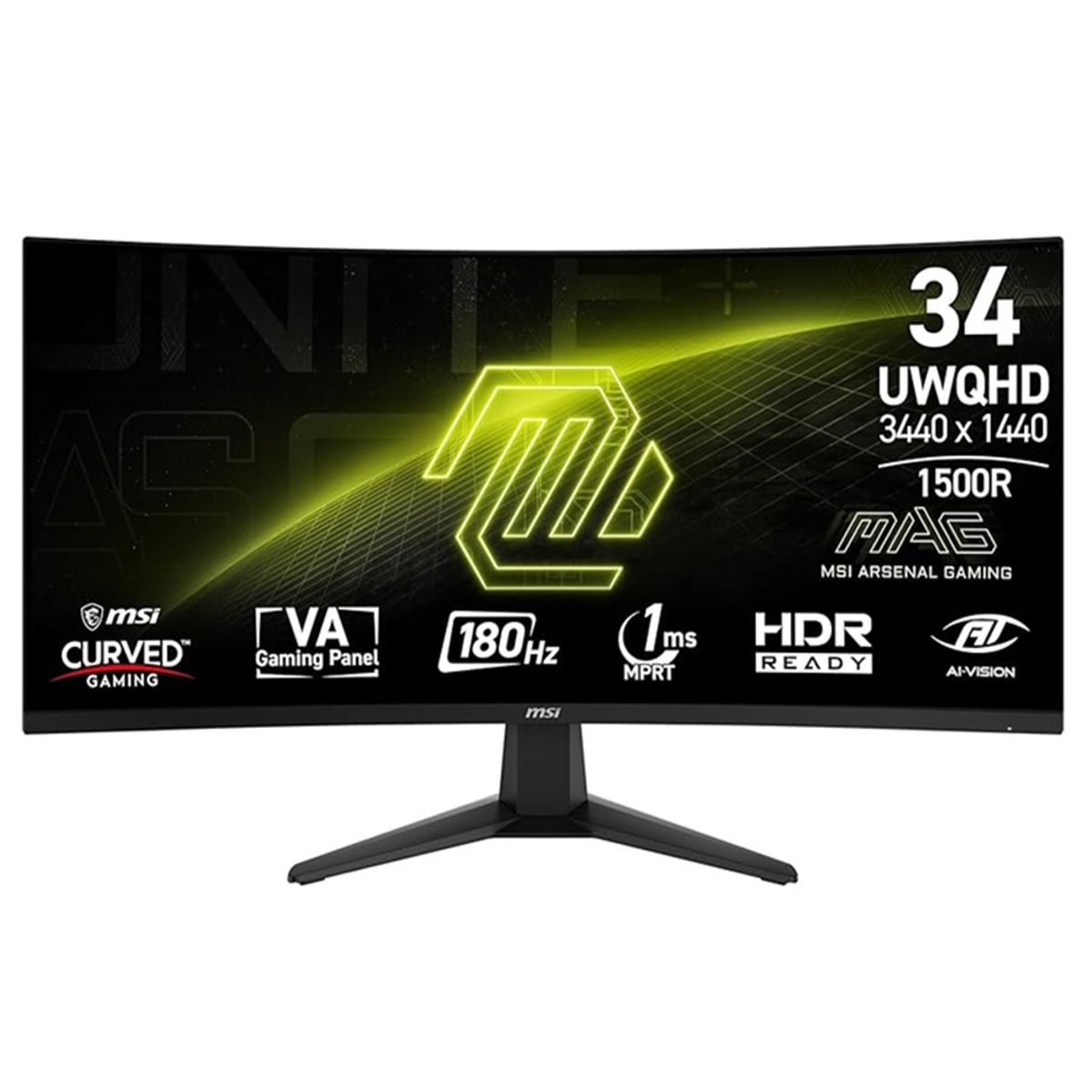 MSI - Monitor Gamer Msi Mag 346CQ 34 Curvo 180hz 1ms Color Negro