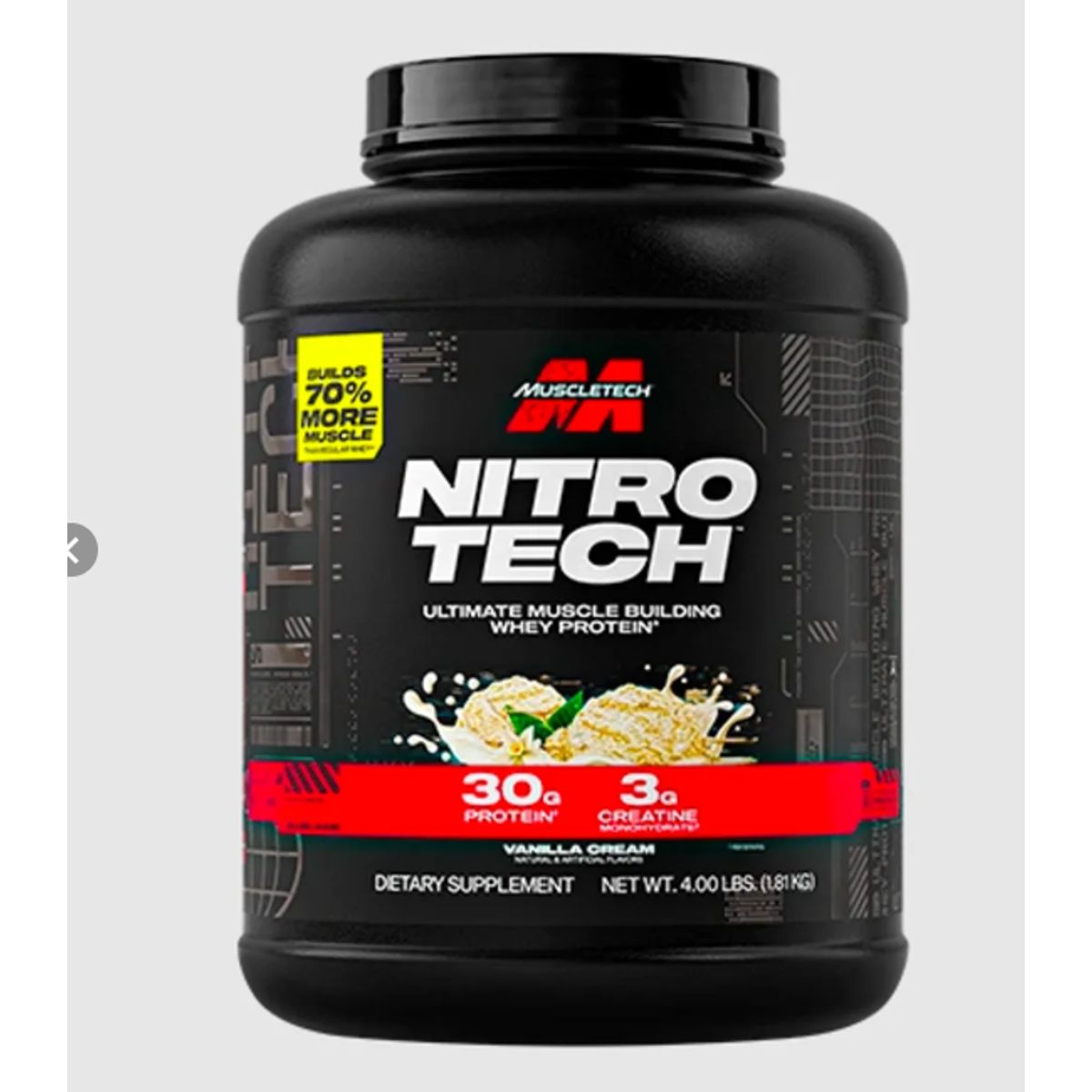 MUSCLETECH - Proteína con creatina Nitro-Tech Whey de 4 lb de Muscletech Vainilla