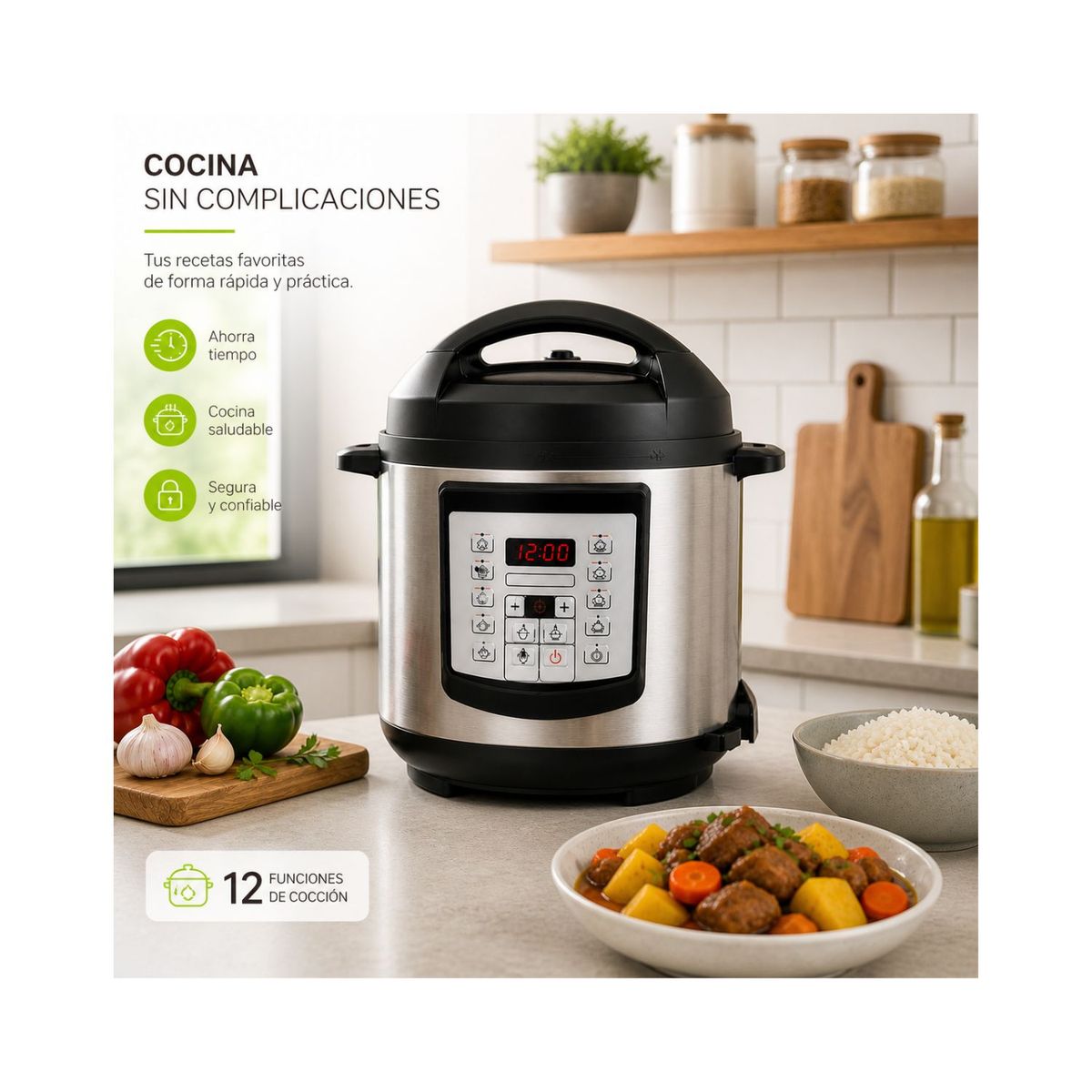 BLACK+DECKER - Olla a Presión Multifuncional 6 Litros Black+Decker PR100SD