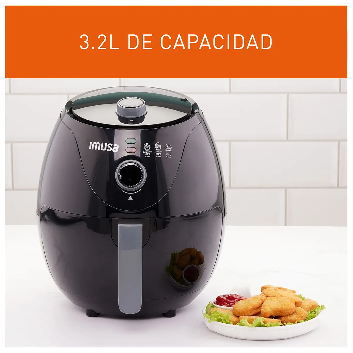 IMUSA - Freidora de aire IMUSA Esencial 3.2L Mecánica Negra