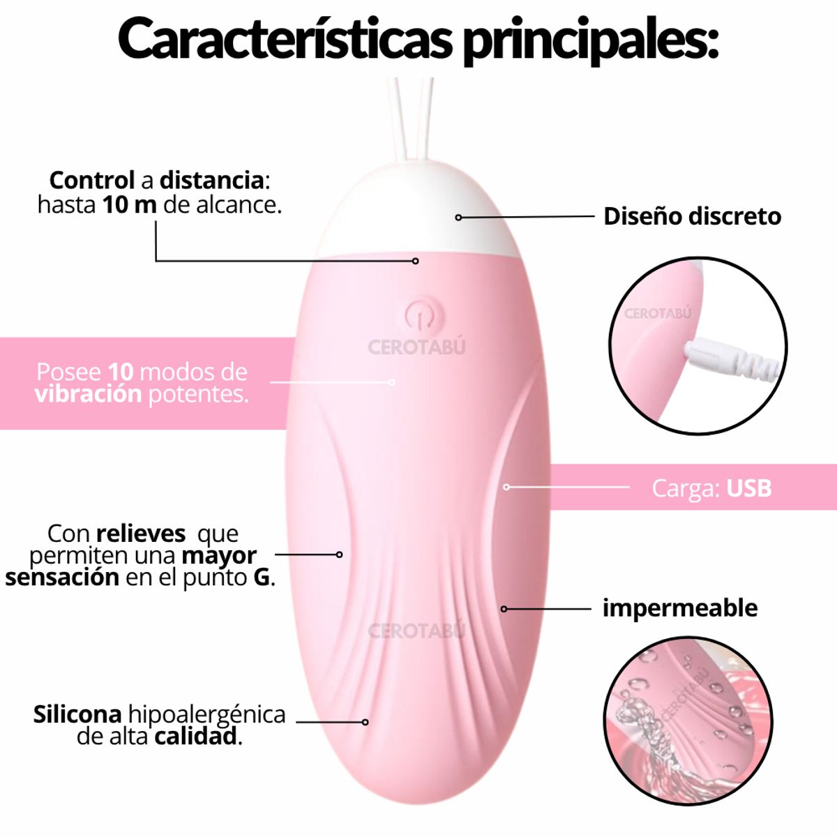 LILO - Huevo Vibrador Consolador A Control Con Textura