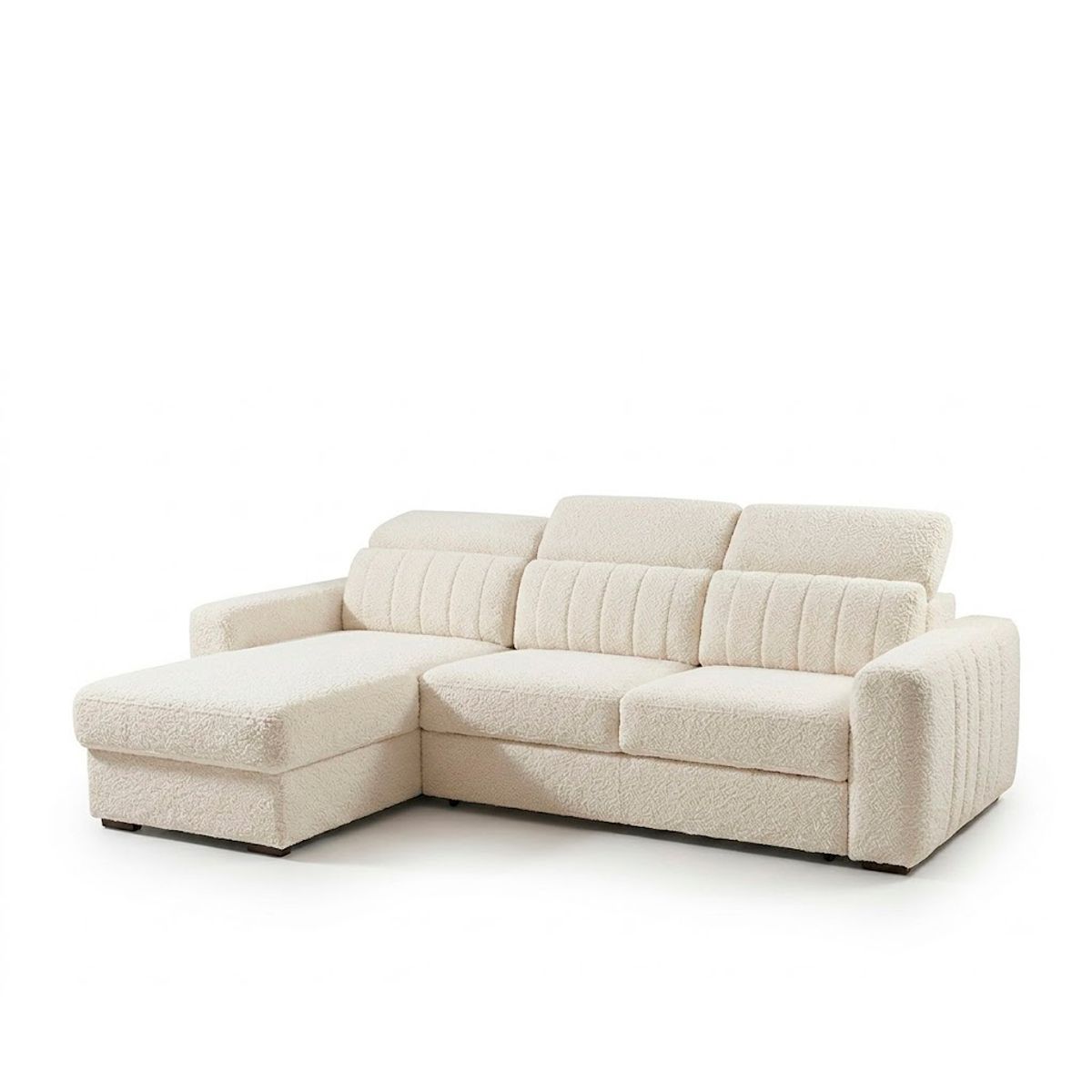GENERICO - Sofa cama en L reclinable Allen moderno color blanco con sistema de carrito