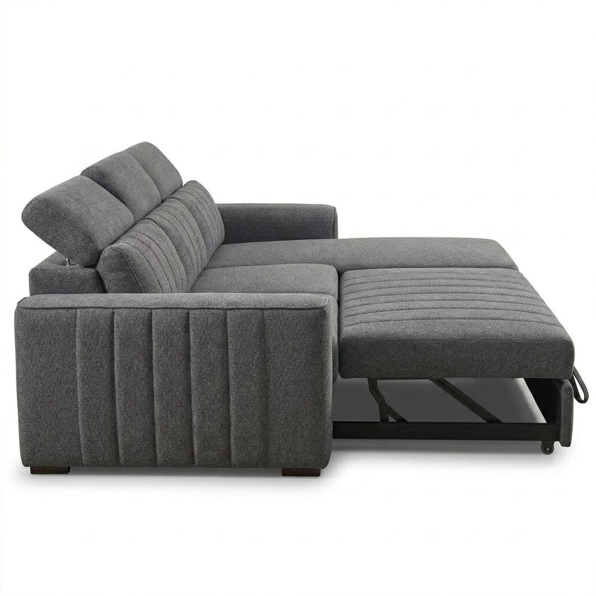 GENERICO - Sofa cama en L reclinable Allen moderno color gris con sistema de carrito
