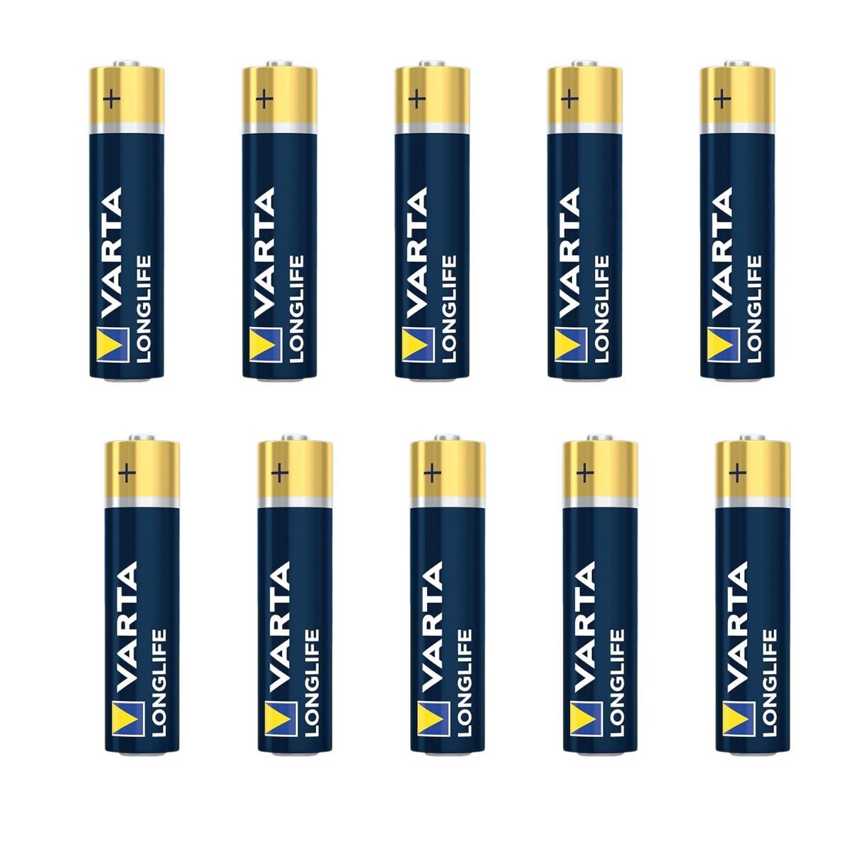 VARTA - Pilas Alcalinas AA Varta Longlife Pack x10 Alta Duración 1.5V Energía Confiable