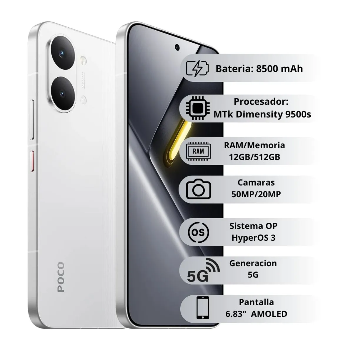 XIAOMI - Celular Xiaomi POCO X8 PRO MAX 5G 512GB12GB - Blanco