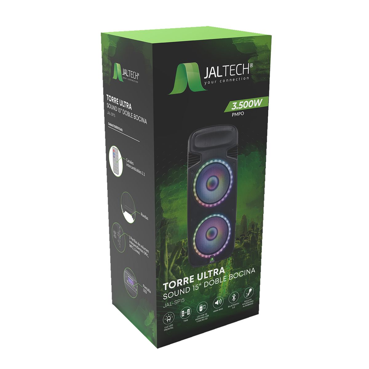 JALTECH - TORRE ULTRA SOUND 15plg DOBLE BOCINA JAL-SP15