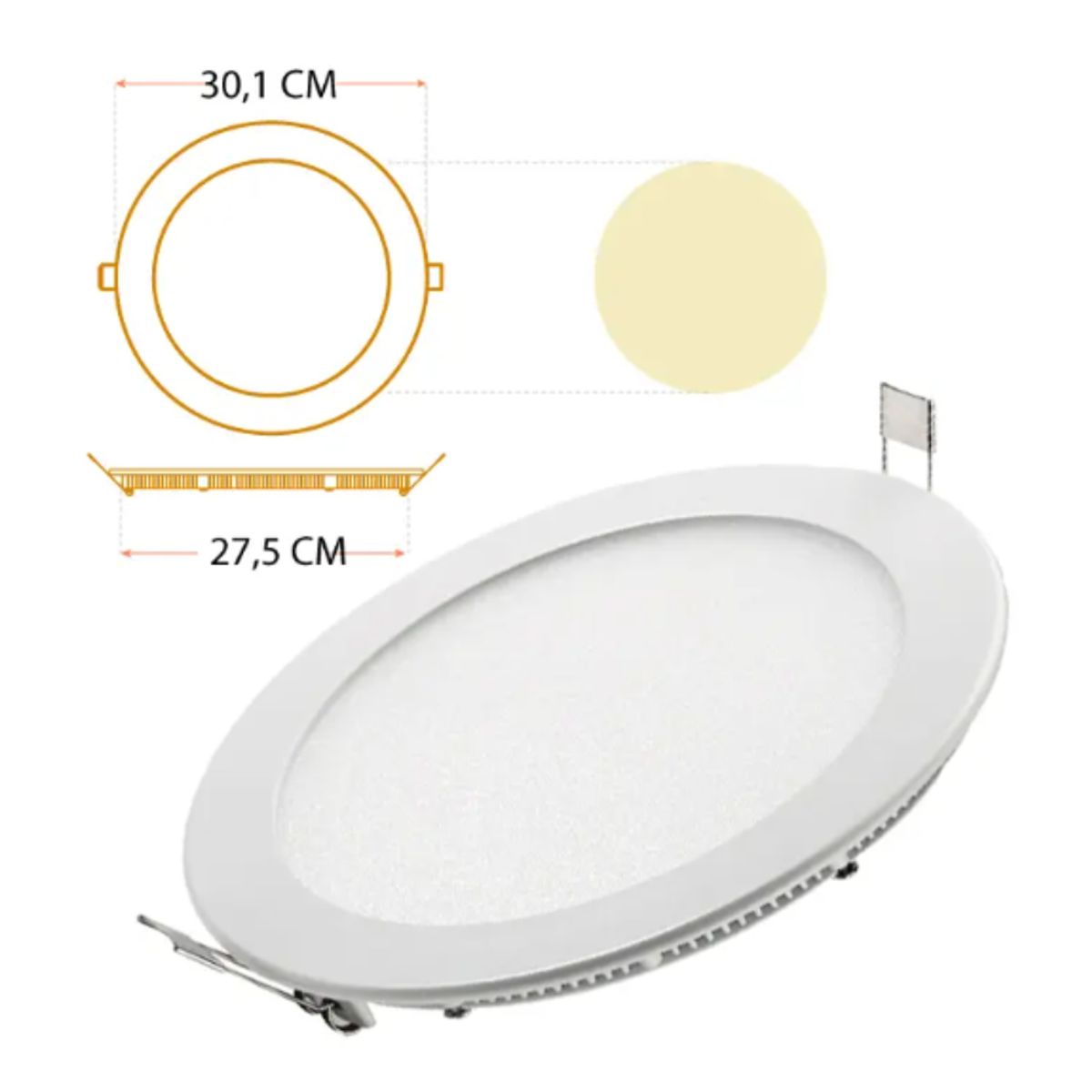 MERCURY - Panel Led Redondo Incrustar 24W Luz Calida