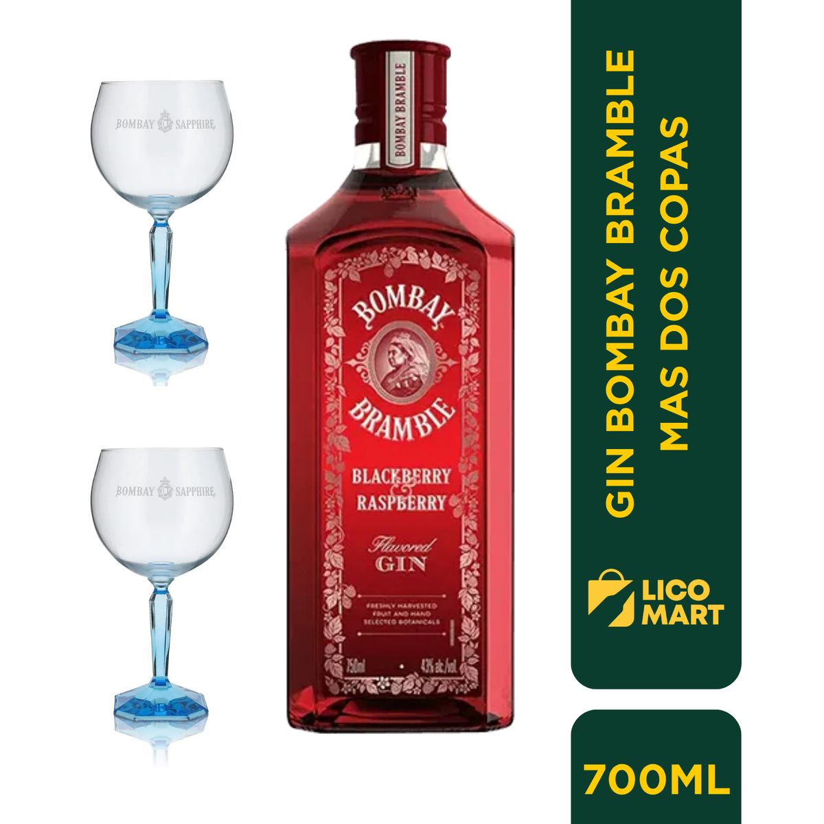 BOMBAY - GIN BOMBAY BRAMBLE 700 ML MAS OBSEQUIO DOS COPAS