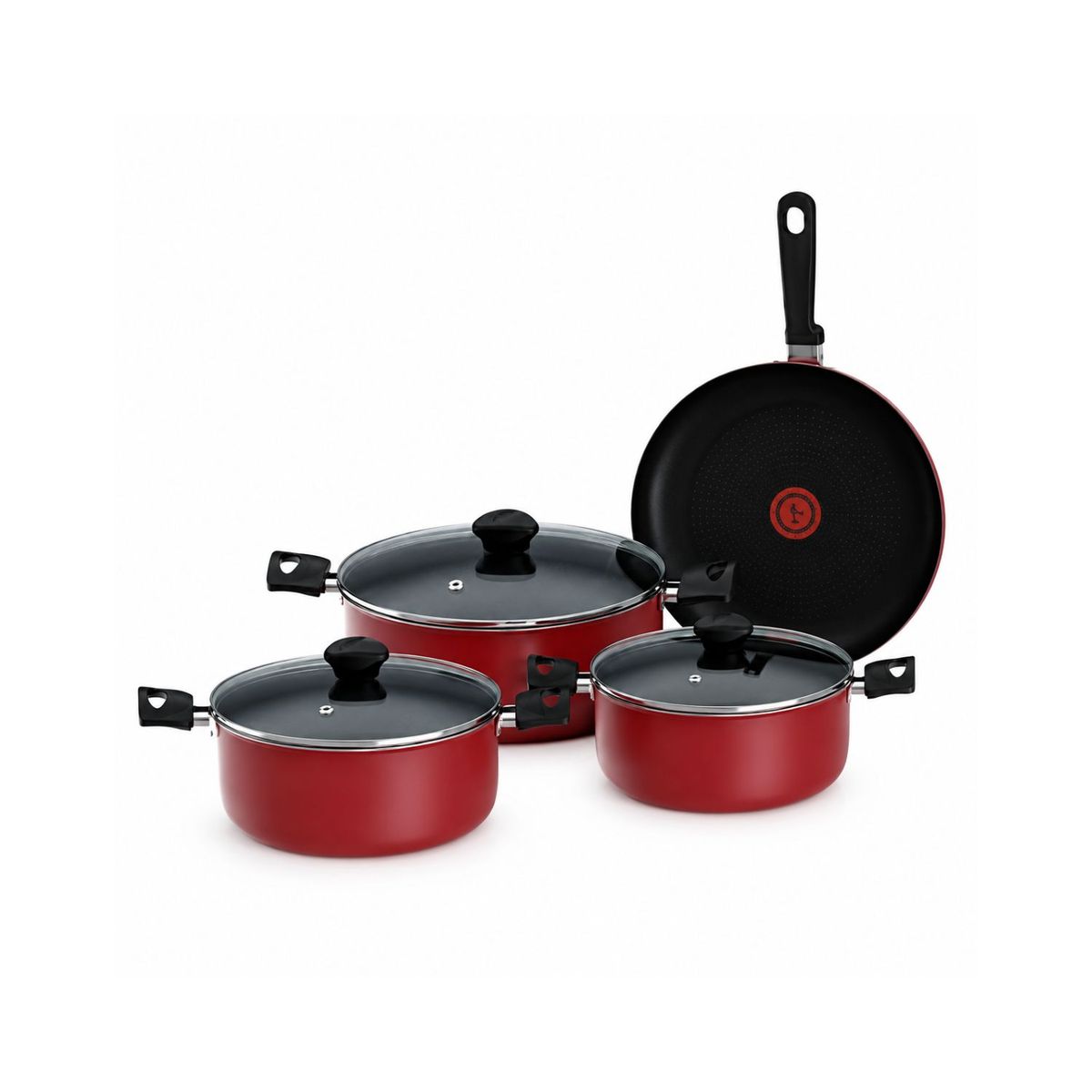 Imusa - Batería de Cocina IMUSA Colors Antiadherente 7 Piezas Roja