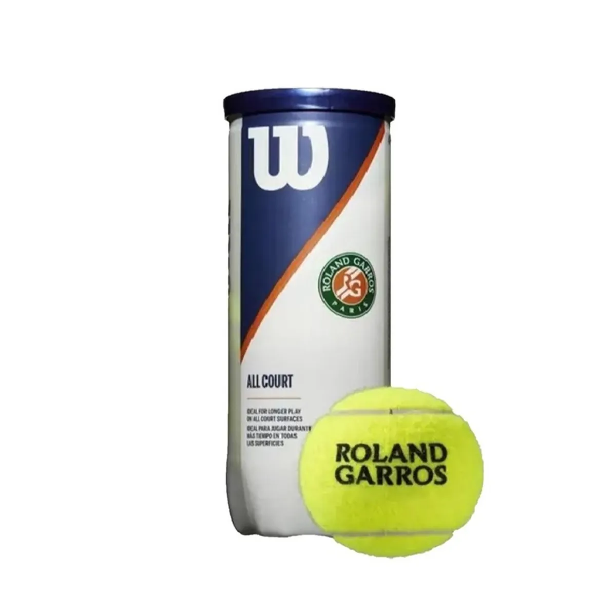 WILSON - Tarro de Pelotas de Tenis Wilson Roland Garros All Court FCT x3
