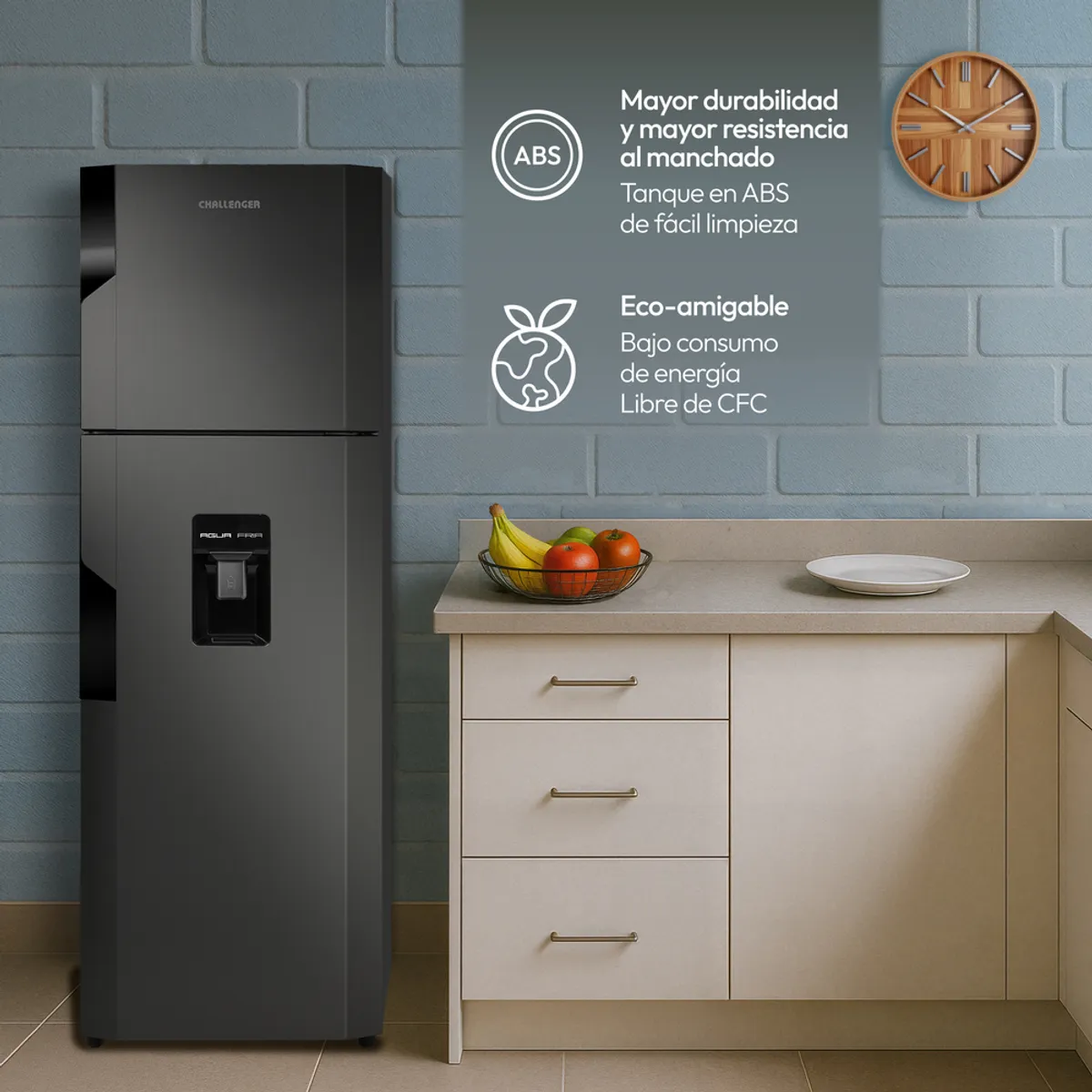 CHALLENGER - Combo  Nevera  No Frost CR 249 Litros Brutos Lumina + Lavadora Automatica Dark Gray Carga Superior 11kg Challenger