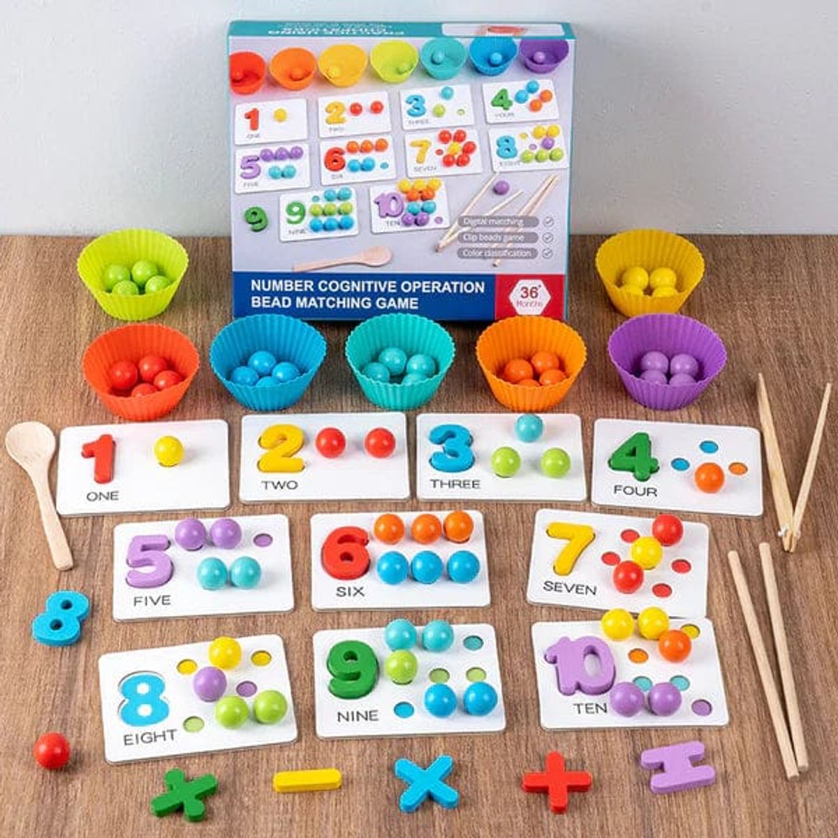 GENERICO - Rompecabezas matemático Montessori para niños ⎜Juego educativo de emparejamiento de cuentas