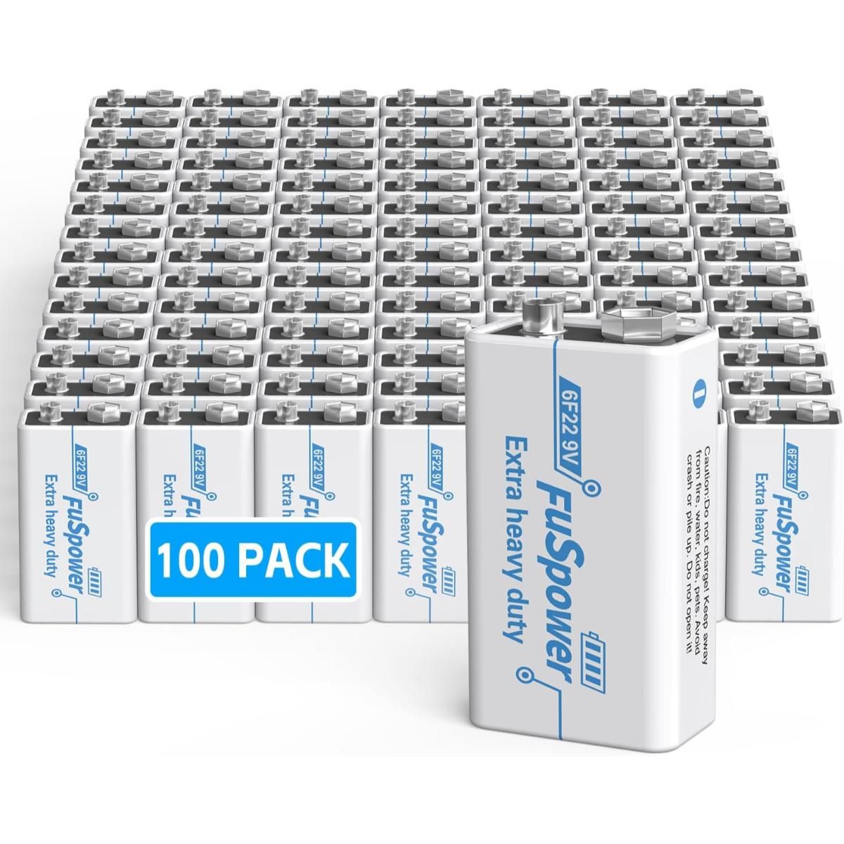 GENERIC - Pila Batería 9V Fuspower 6F22 Extra Heavy Duty Pack x5 Unidades