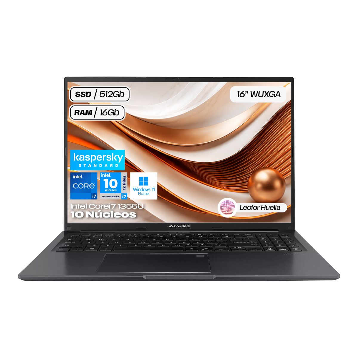 ASUS - Portátil Asus Vivobook 16 Core I7-1355u Ram 16gb Ssd 512gb Fhd Win 11 + Kaspersky