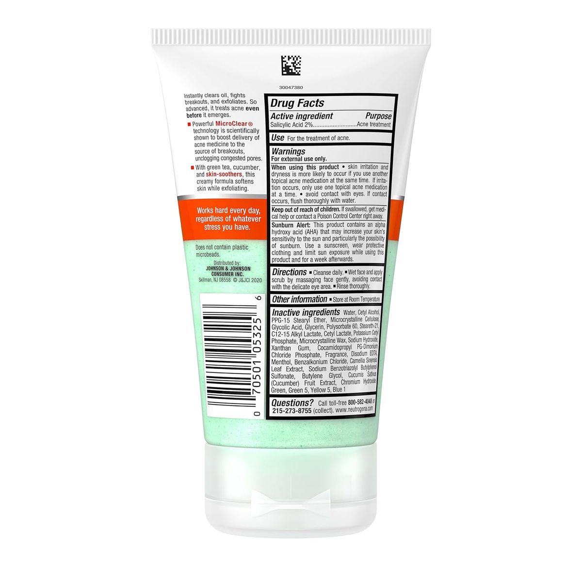 NEUTROGENA - Exfoliante Facial Antiacné Oil-Free Acne Stress Control Power-Clear Scrub 125mL