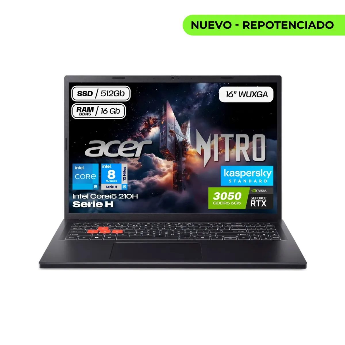 ACER - Portátil Gamer Acer Nitro Intel 5 210h Ram 16gb Ssd 512gb Rtx 3050 6Gb Computador Portátil