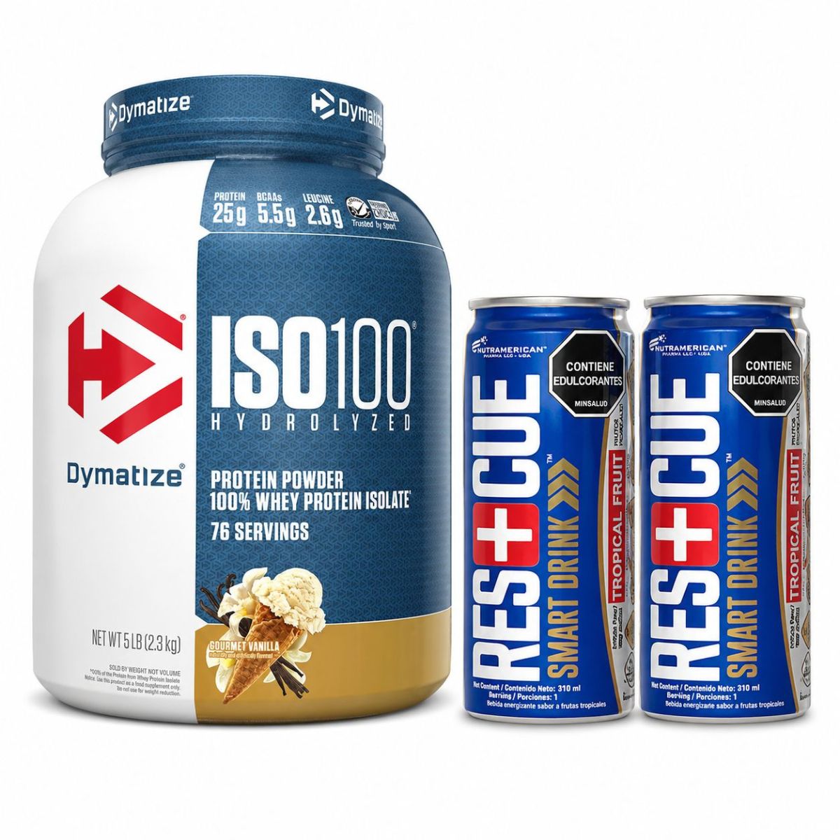 DYMATIZE - Proteina ISO 100 Hidrolizada 5 libras Dymatize + Res+cue Smart Drink